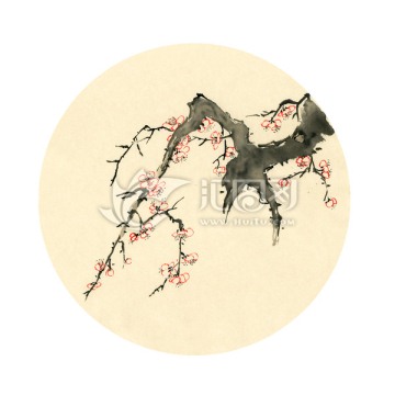 紅梅花裝飾畫 國畫