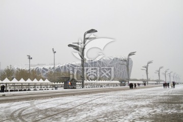 北京奥林匹克公园雪天