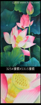 中式油畫唯美荷花（不分層）