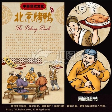 北京烤鸭 手绘 插画 宣传画
