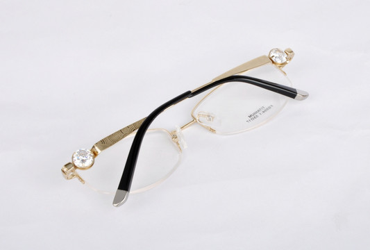 金色半框眼镜 水晶装饰眼镜