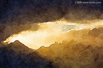 山 水彩 裝飾畫(huà)