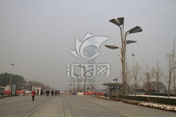 北京景观大道雾霾天
