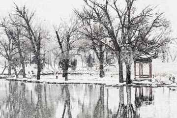 抽象风景画 公园风景