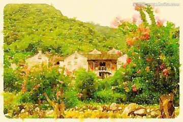 水彩建筑風(fēng)景