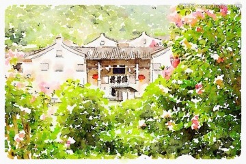 廣東客家人民居水彩寫生