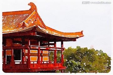 中国古建筑水彩画