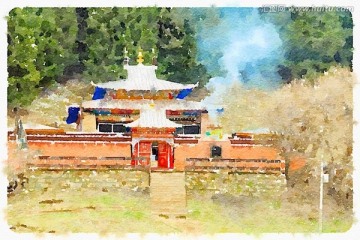 建筑水彩畫 郎木寺