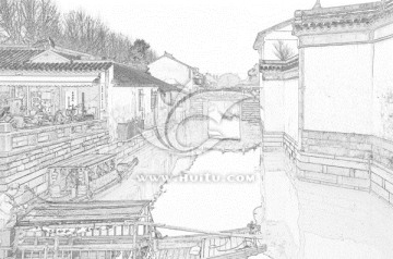 蘇州古鎮(zhèn)線描（未分層）