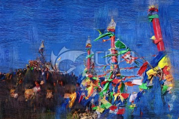 電腦油畫(huà) 祭敖包