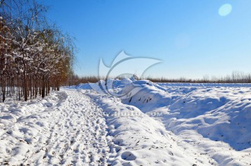 北方天空 大雪 雪后田野 天气