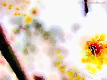 桃花 水彩畫