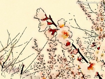桃花 水彩畫(huà)