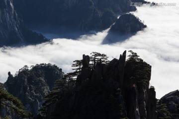 黄山 山峦起伏 云海苍茫