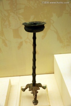 近代竹节式铜灯