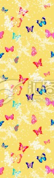 印花 背景 花型 蝴蝶 黄色
