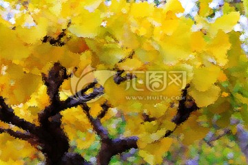 秋天抽象油畫