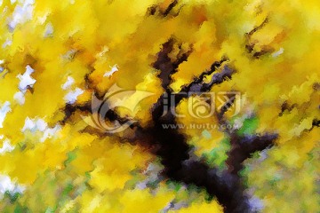 發(fā)財(cái)樹(shù)抽象油畫(huà)