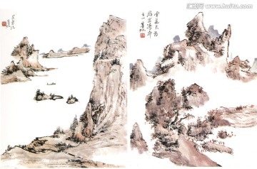 水墨国画 纪游山水图