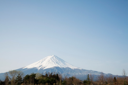 从河口湖看到的富士山