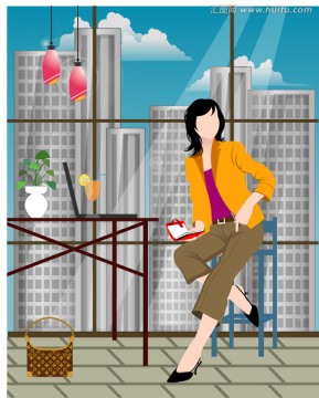 商務(wù)女性卡通人物