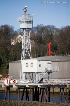 汉堡港的雷达桅杆