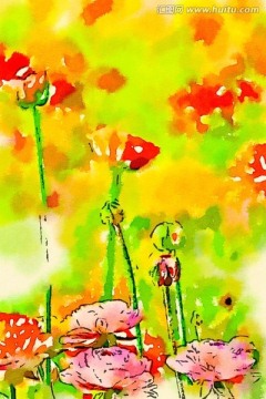 花卉水彩畫 裝飾畫