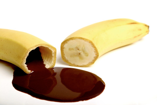 香蕉流出的巧克力