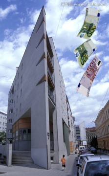 欧元纸币与现代建筑