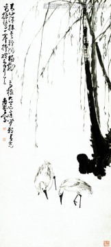 柳塘雙鷺圖