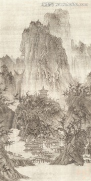 晴巒蕭寺圖
