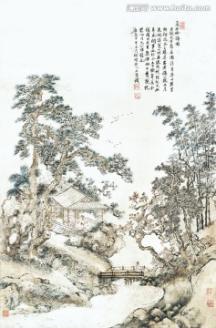 夏五吟梅圖