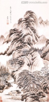 國畫 王鑒 松陰圖