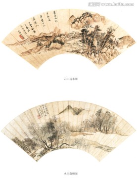 王翚 扇面畫(huà) 水田蒲柳圖