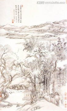 山水畫 王翚 仿唐寅秋樹昏臥鴉