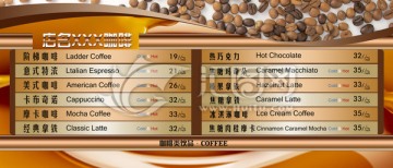 咖啡店點單燈箱片
