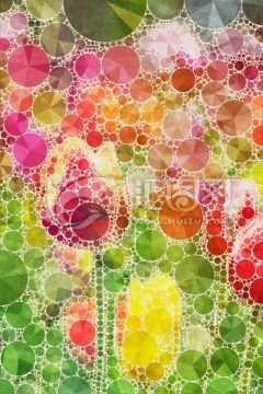 抽象花卉 彩色泡沫底纹