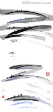 水墨畫(huà) 江景