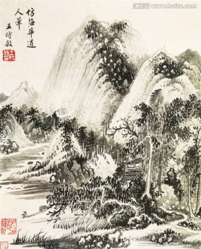 高清國畫 清初四王 山水圖