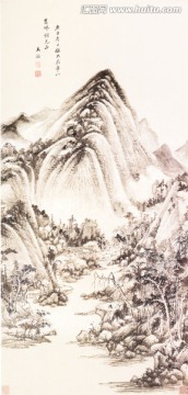 水墨國畫 仿黃公望山水圖
