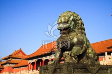 北京故宫太和门石狮子