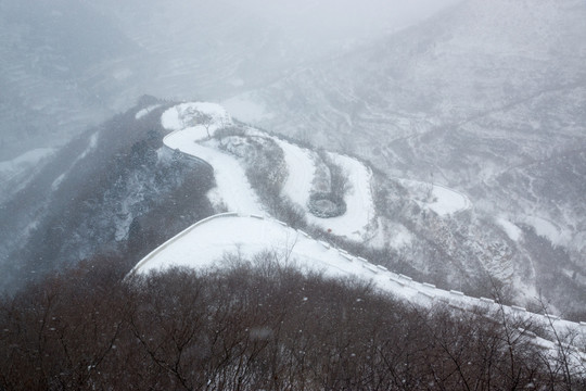 仰天山九龙盘雪韵