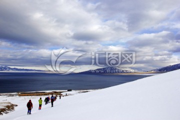 赛里木湖冬天 雪景 户外