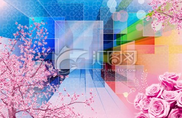 玫瑰花3D立體粉色
