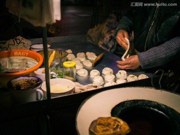 制作油酥饼 夜市