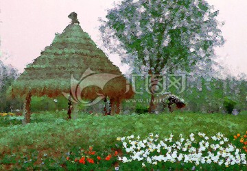 郁金香風(fēng)景油畫