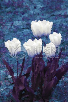 郁金香油畫