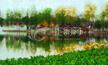 郁金香風(fēng)景油畫