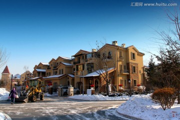 别墅 冬天 雪景
