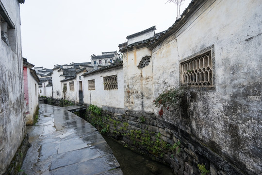 西递村 下雨 细雨绵绵